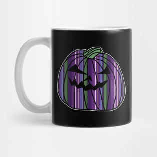 Purple Green Stripes Halloween Horror Pumpkin Mug